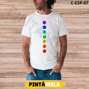 Camiseta Blanca Adulto C/R- Hombre - 7 Chakras colores